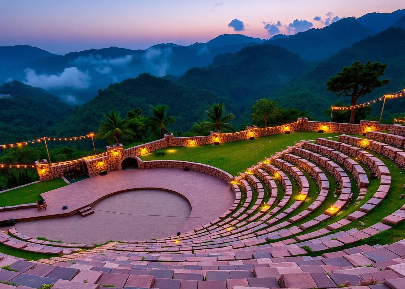 Open lawns and amphitheatre at Valley View Resort